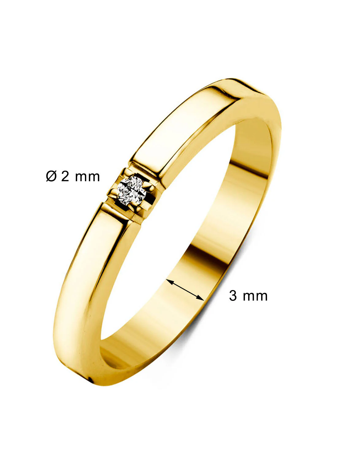 Geelgouden alliance ring, 0.03 ct diamant, Groeibriljant - Image 2