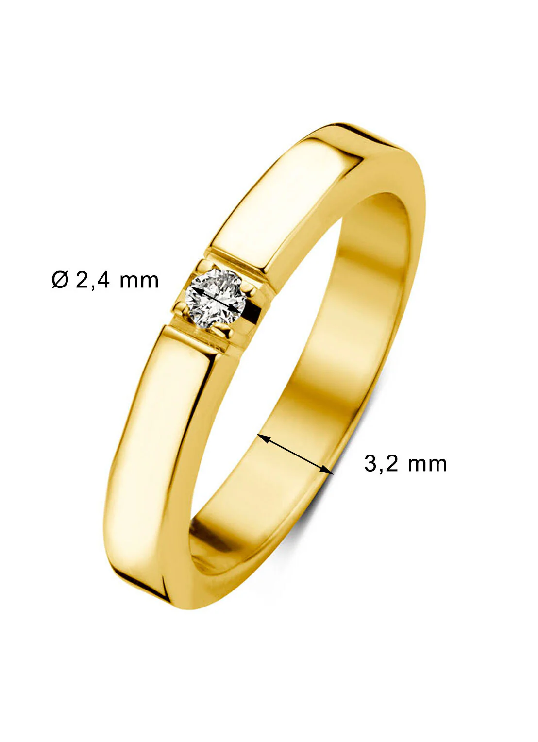 Geelgouden alliance ring, 0.05 ct diamant, Groeibriljant - Image 3