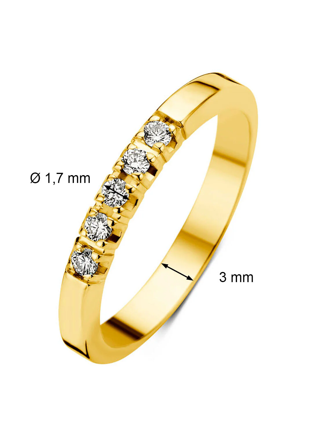 Geelgouden alliance ring, 0.10 ct diamant, Groeibriljant - Image 2