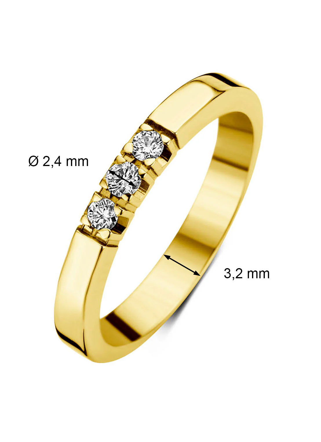 Geelgouden alliance ring, 0.15 ct diamant, Groeibriljant - Image 3