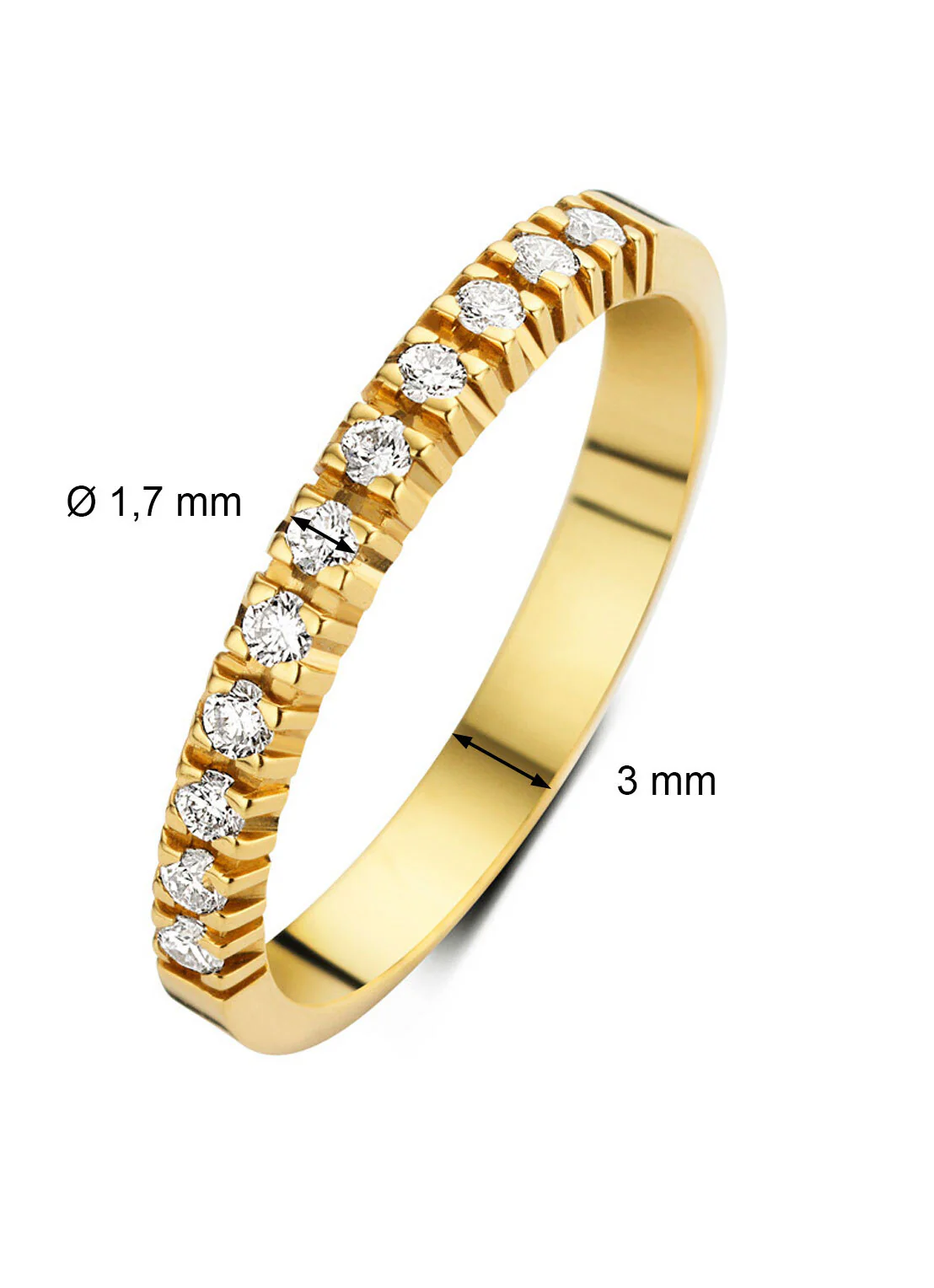Geelgouden alliance ring, 0.22 ct diamant, Groeibriljant - Image 2
