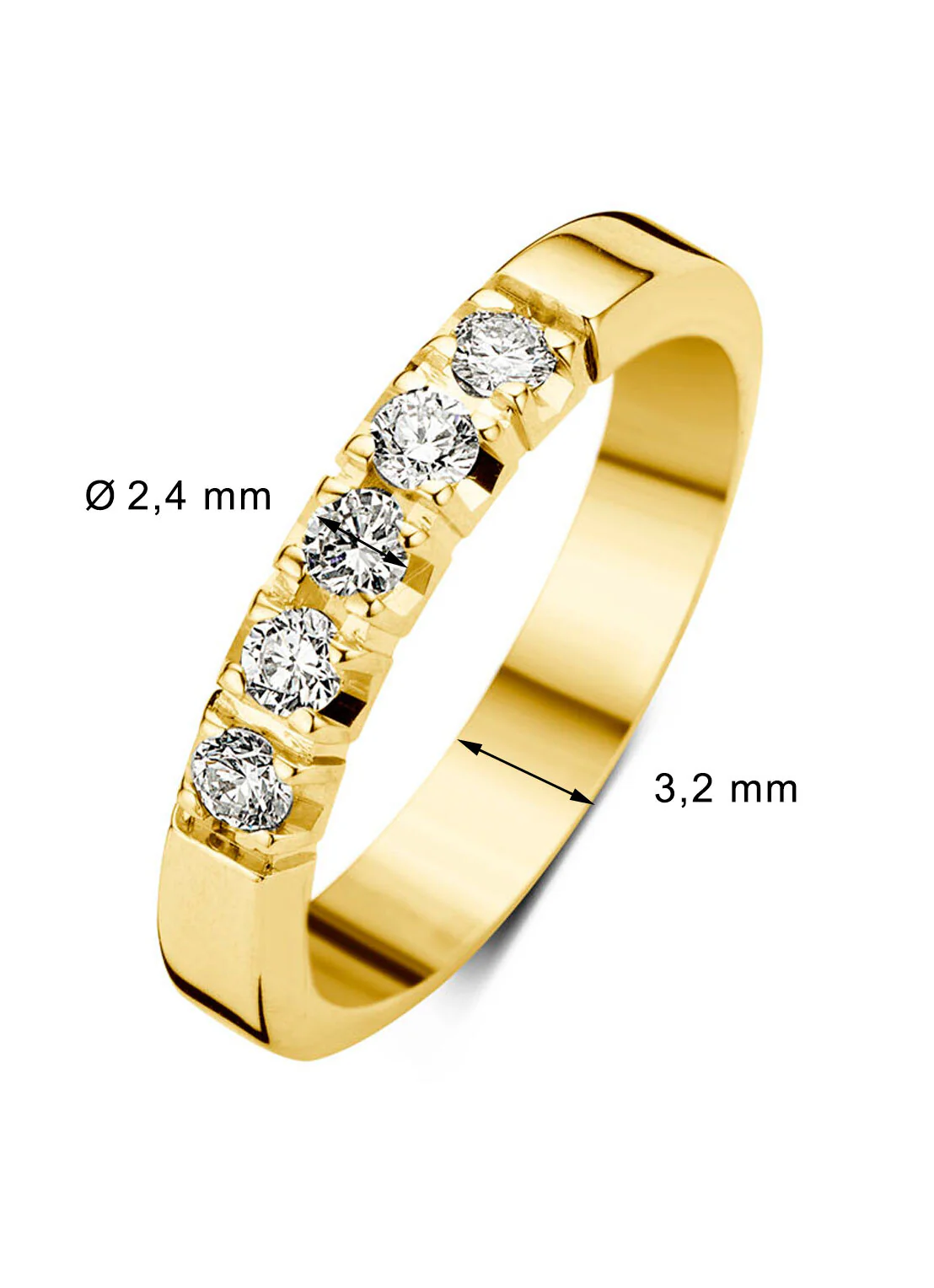Geelgouden alliance ring, 0.25 ct diamant, Groeibriljant - Image 3