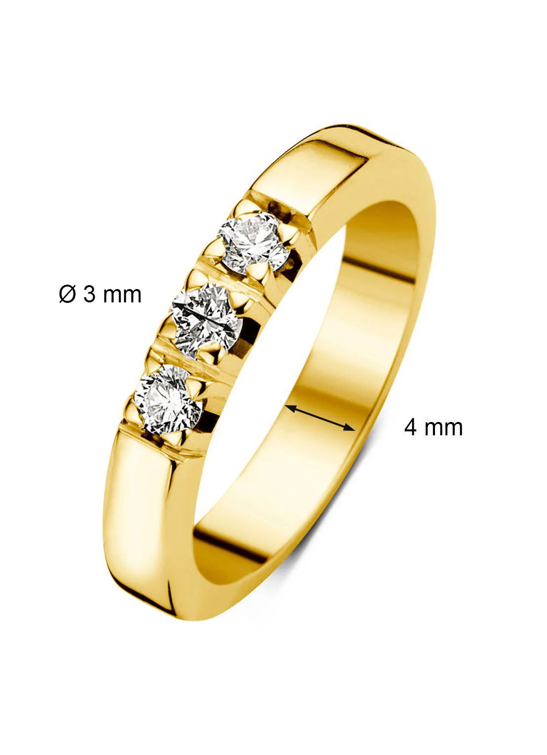 Geelgouden alliance ring, 0.30 ct diamant, Groeibriljant - Image 2
