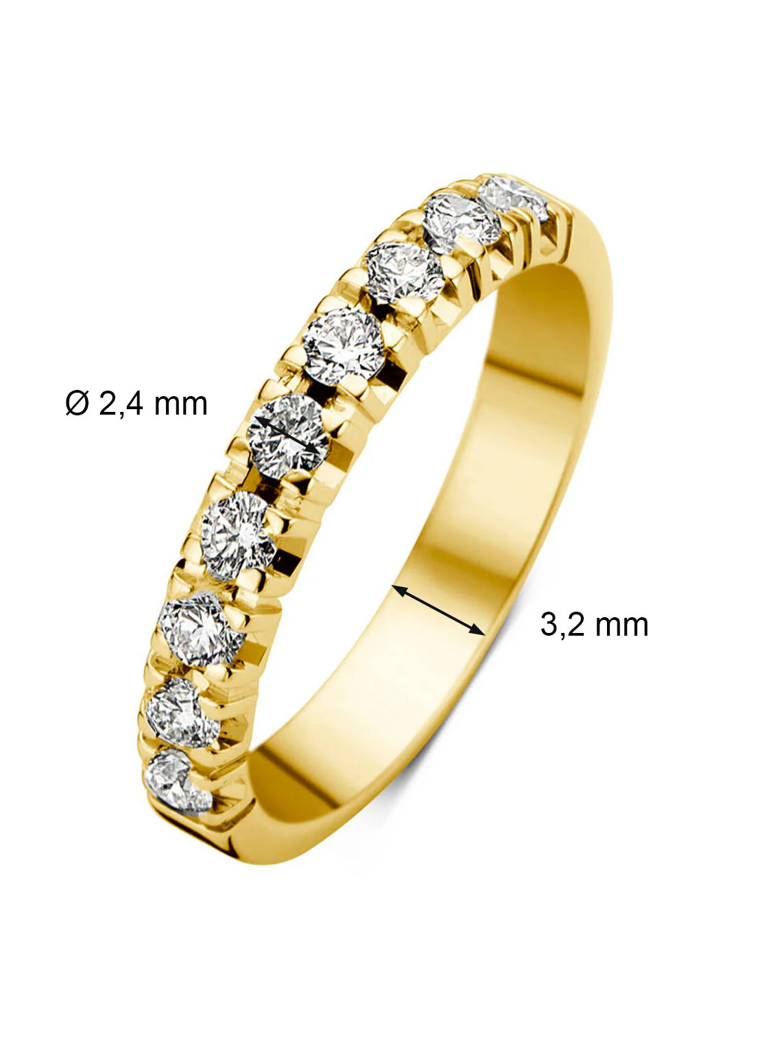 Geelgouden alliance ring, 0.45 ct diamant, Groeibriljant - Image 3
