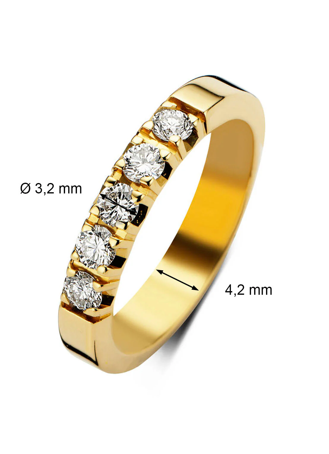 Geelgouden alliance ring, 0.65 ct diamant, Groeibriljant - Image 2