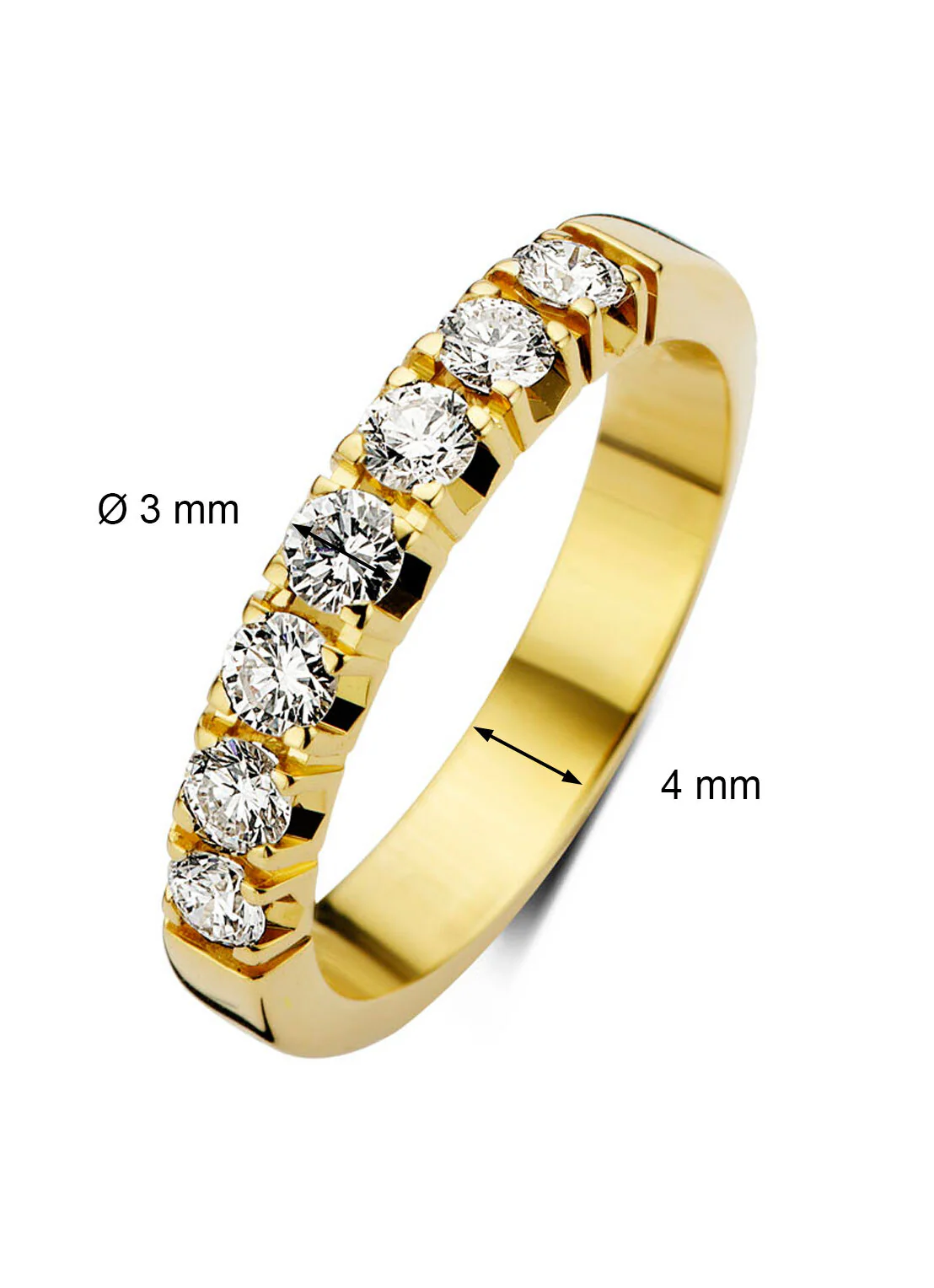 Geelgouden alliance ring, 0.70 ct diamant, Groeibriljant - Image 2