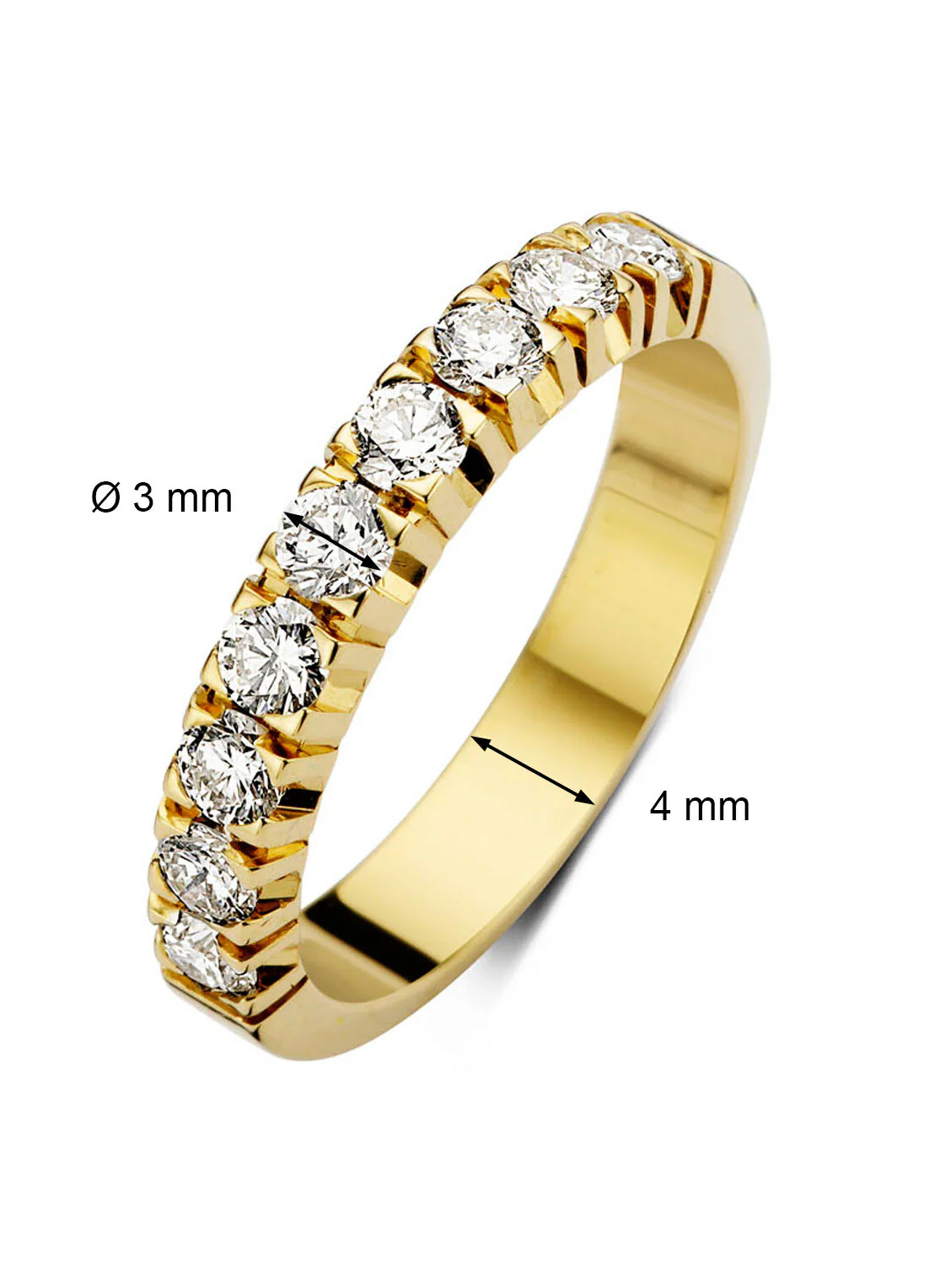 Geelgouden alliance ring, 0.90 ct diamant, Groeibriljant - Image 2