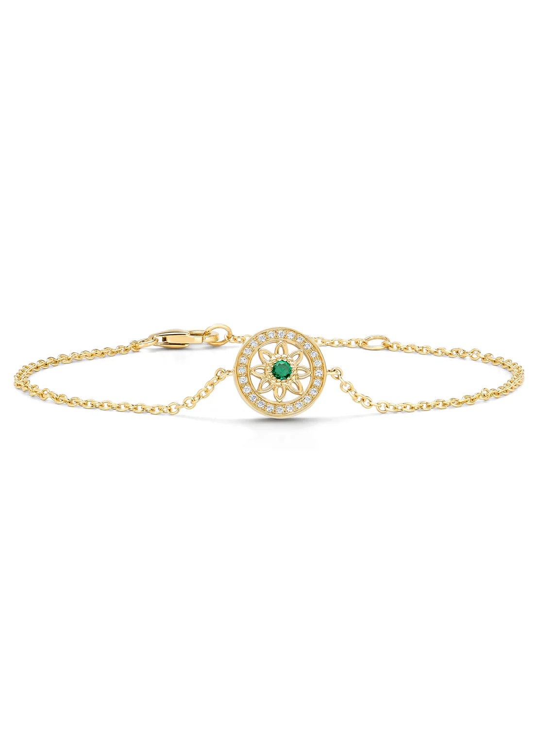 Birthstones geelgouden armband smaragd (Mei)