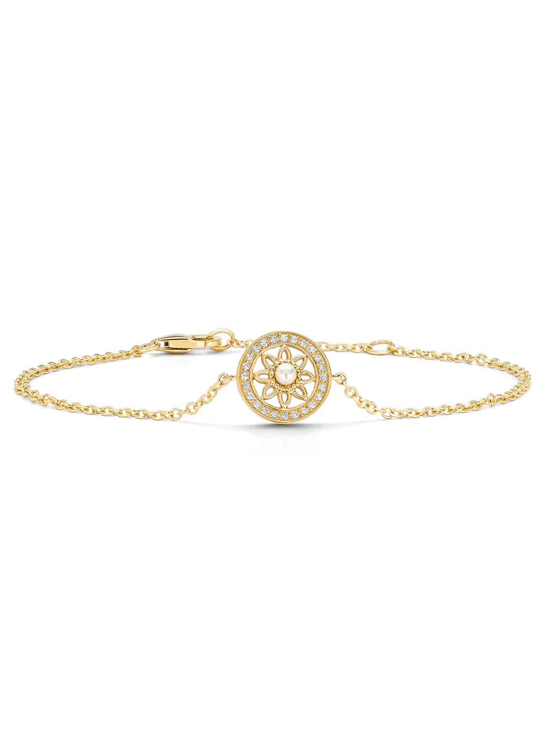 Birthstones geelgouden armband parel (Juni)