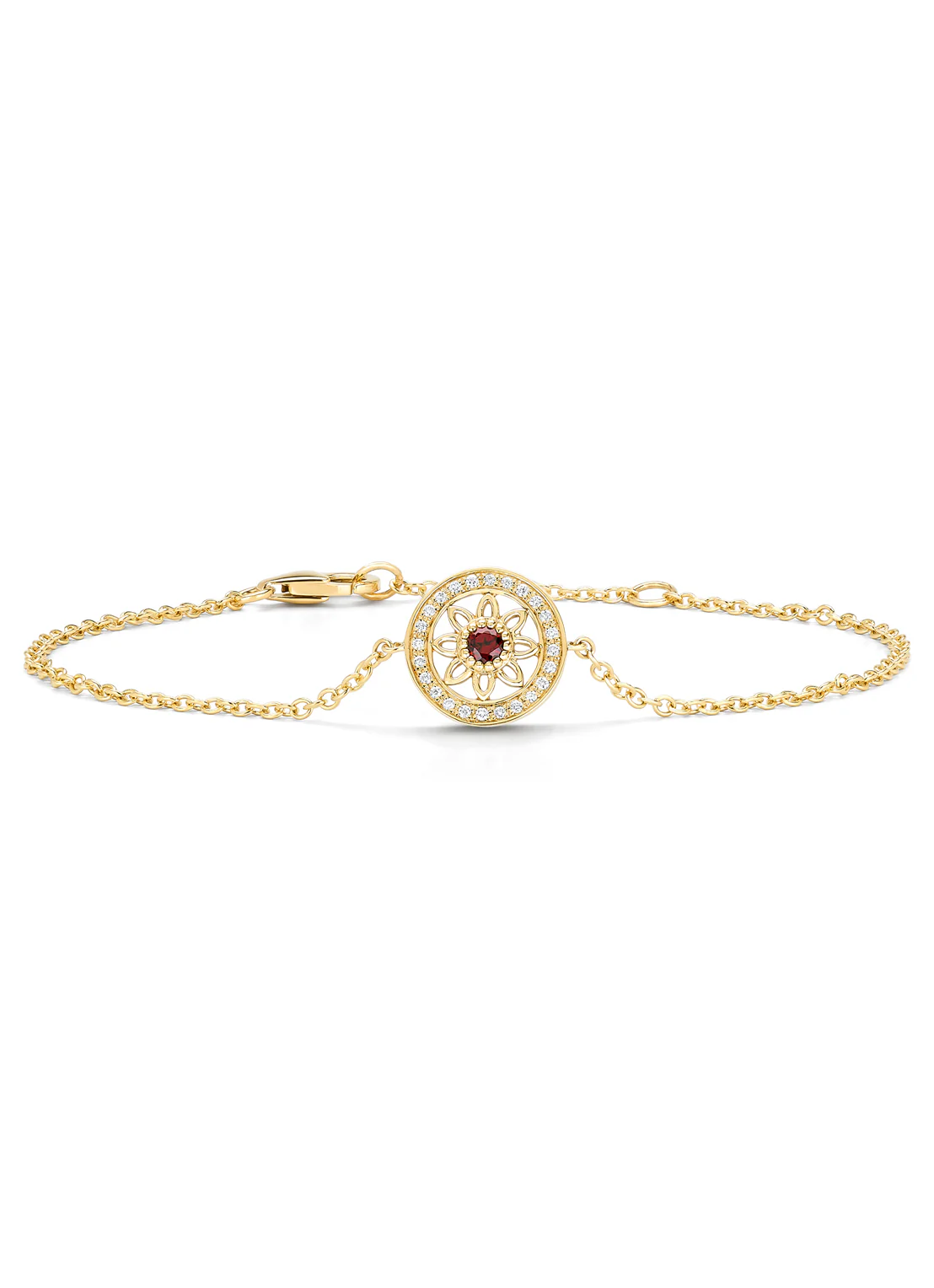 Birthstones geelgouden armband granaat (Januari)