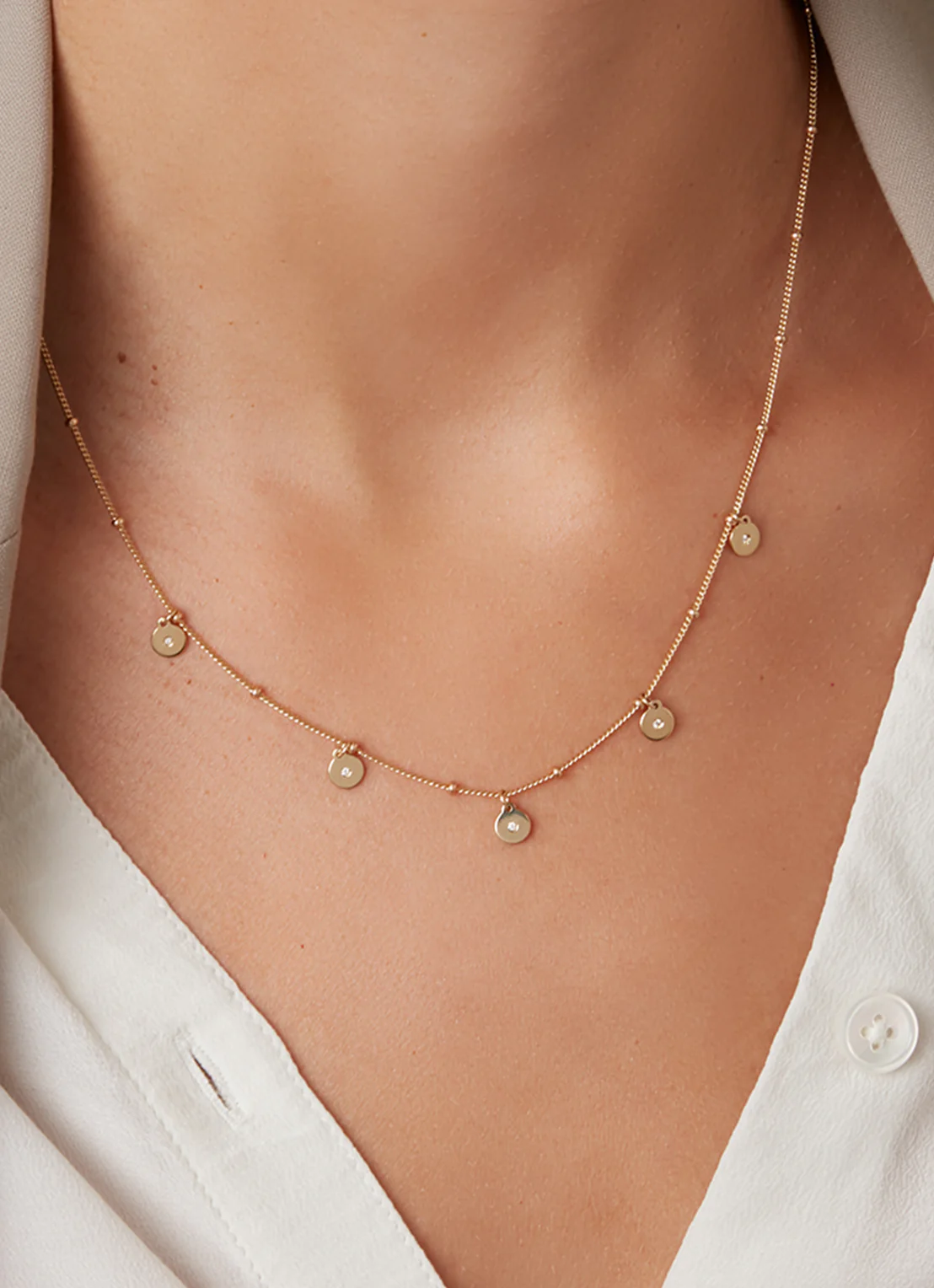 Geelgouden collier, 0.03 ct diamant, Marigold - Image 3