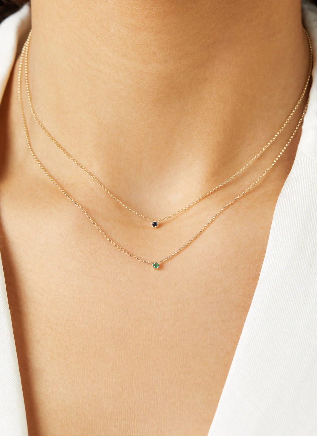 Geelgouden collier, 0.04 ct smaragd, Joy - Image 2