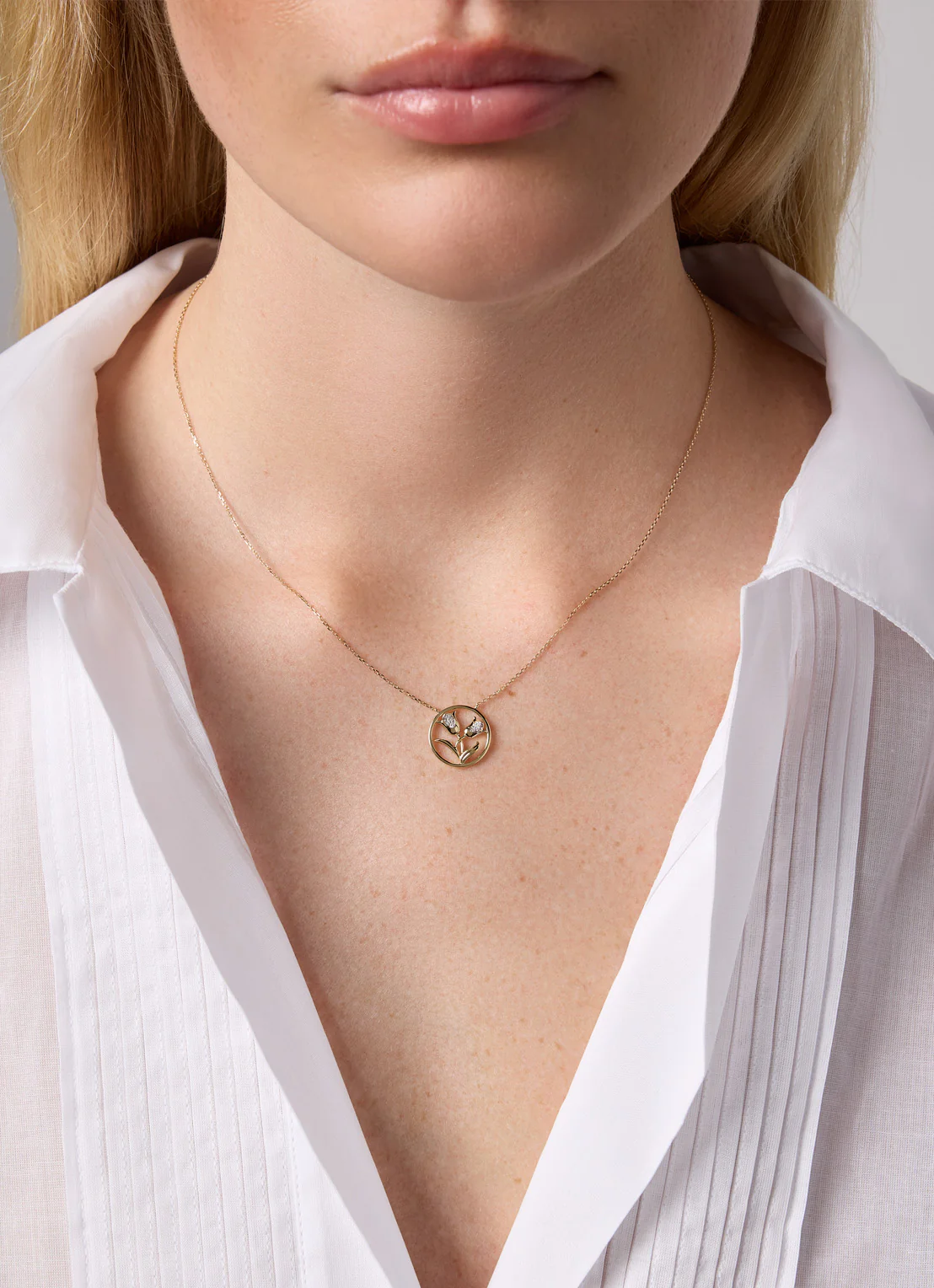 Geelgouden Tulp collier, 0.03 ct diamant, Dutch icons - Image 2