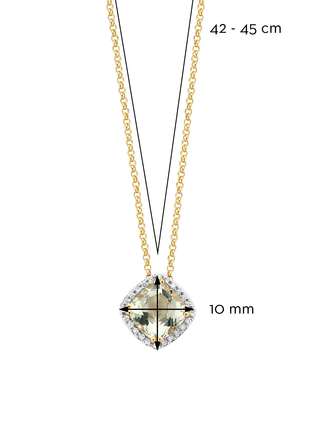 Geelgouden collier, 1.61 ct groene amethist, Fiësta - Image 3