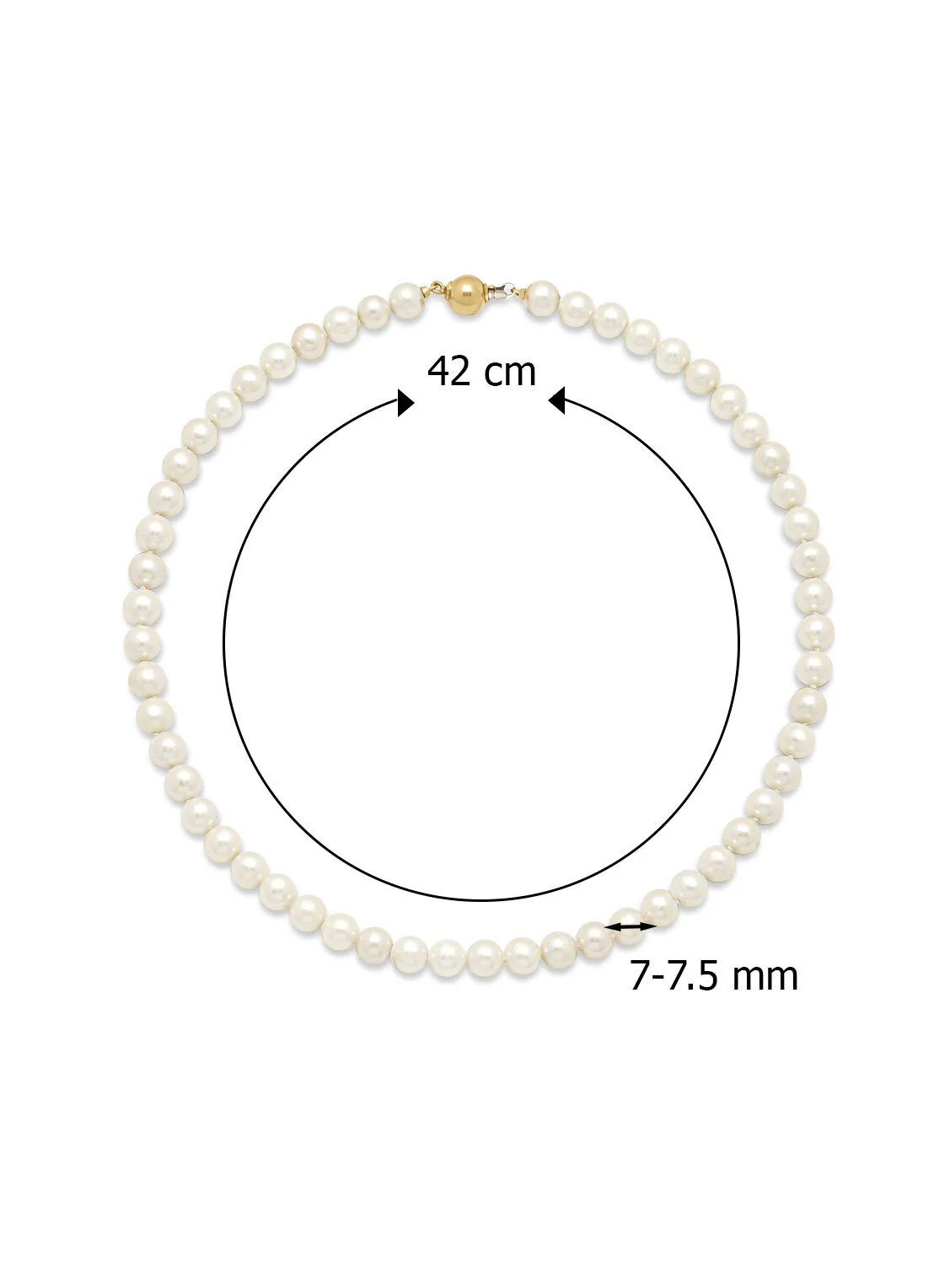 Geelgouden parelketting Rivièra 42 cm - Image 3