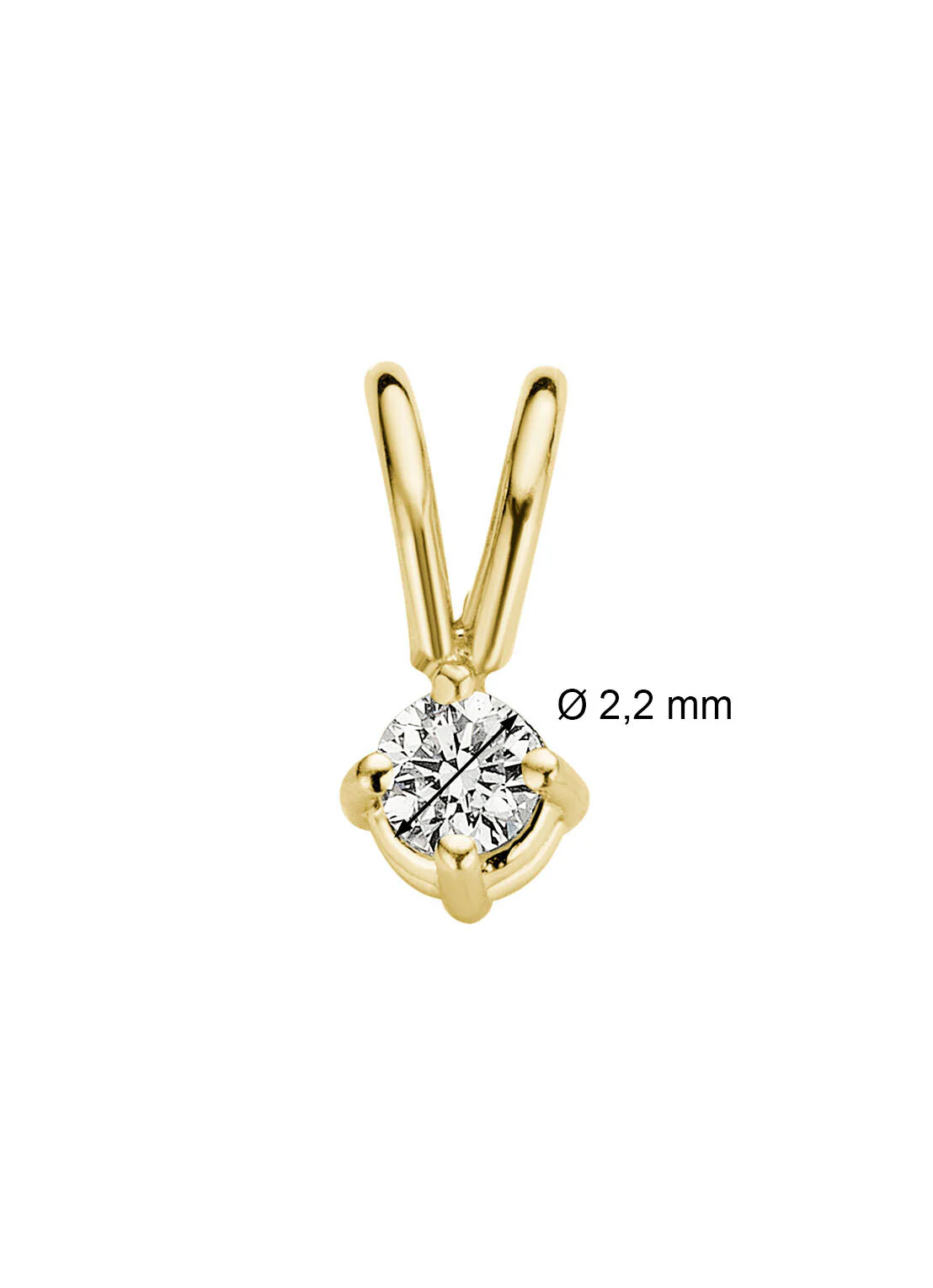 Geelgouden hanger, 0.04 ct diamant, Groeibriljant - Image 4