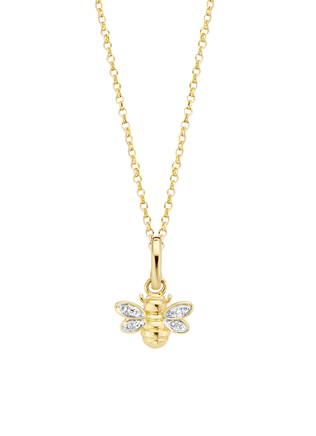 Geelgouden hanger, 0.04 ct diamant, Queen Bee