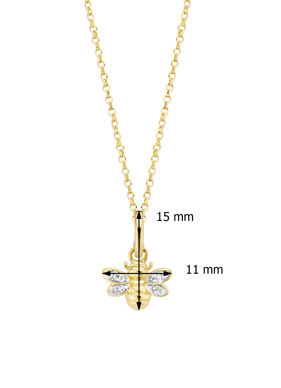 Geelgouden hanger, 0.04 ct diamant, Queen Bee - Image 3