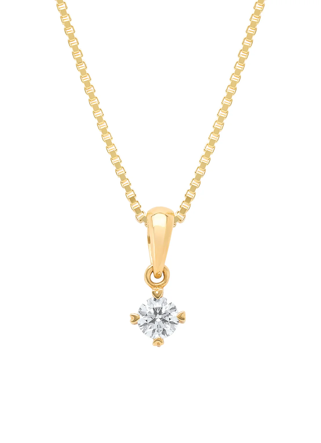 Geelgouden hanger, 0.16 ct diamant, Hearts & Arrows