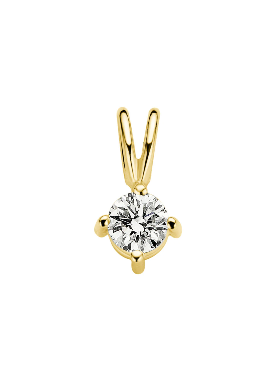 Geelgouden hanger, 0.22 ct diamant, Groeibriljant