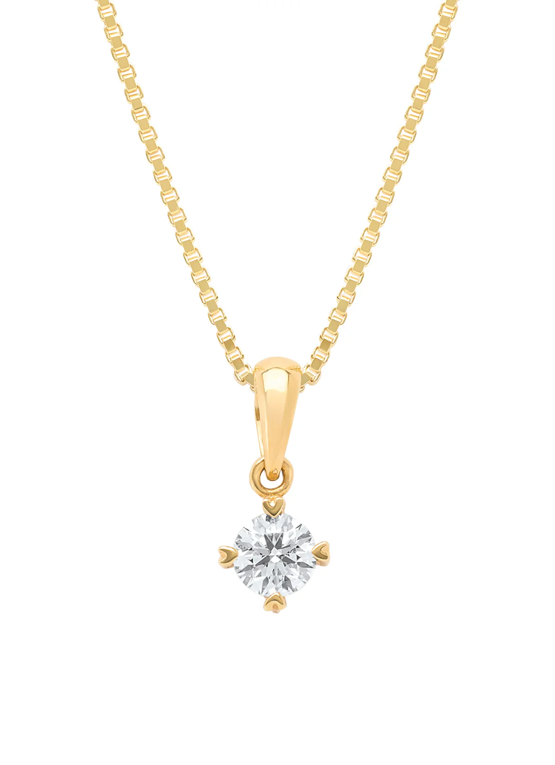 Geelgouden hanger, 0.25 ct diamant, Hearts & Arrows