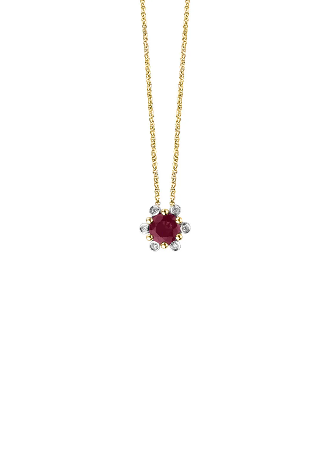 Geelgouden hanger, 0.44 ct robijn, Empress
