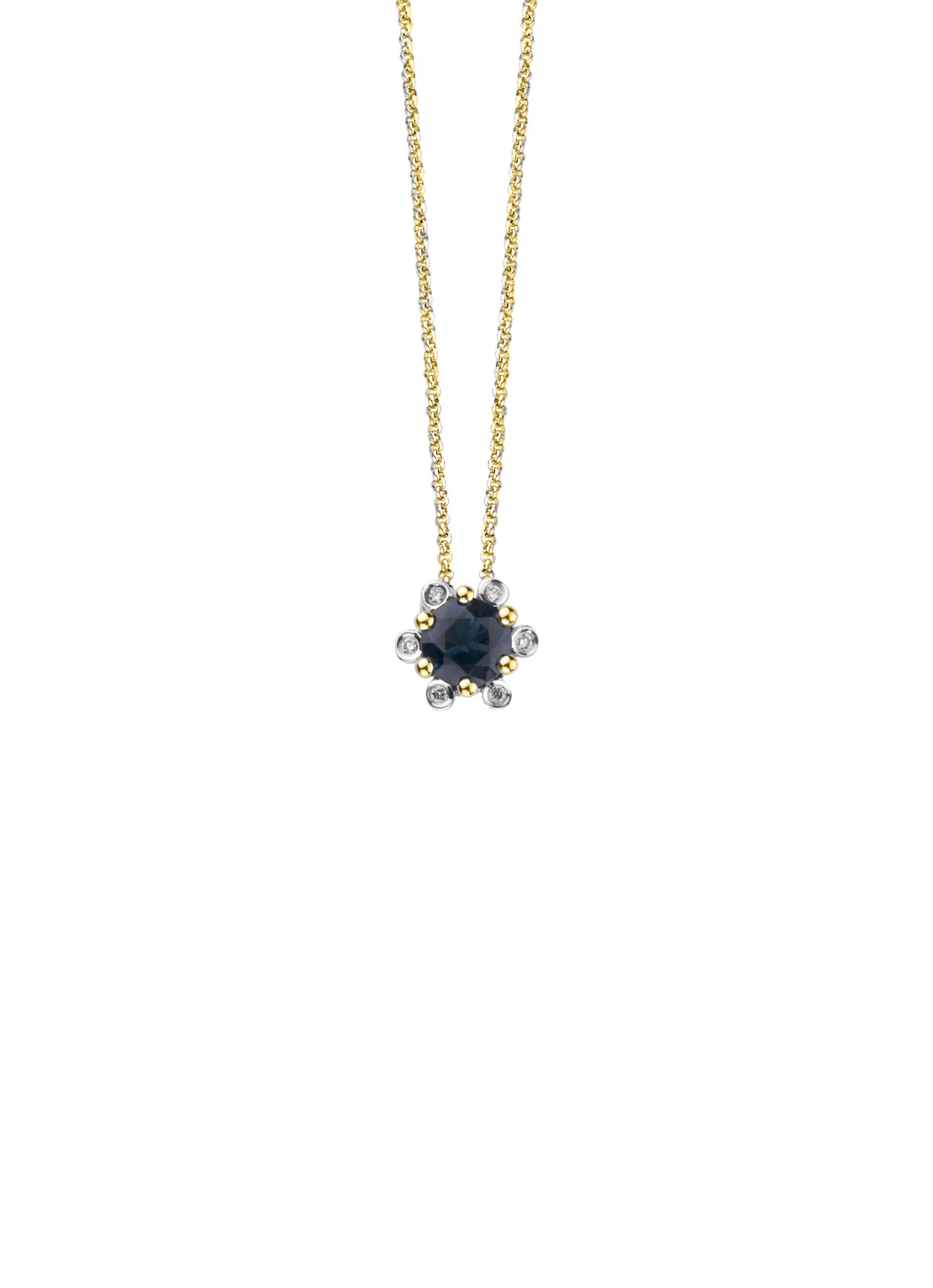 Geelgouden hanger, 0.47 ct blauwe saffier, Empress