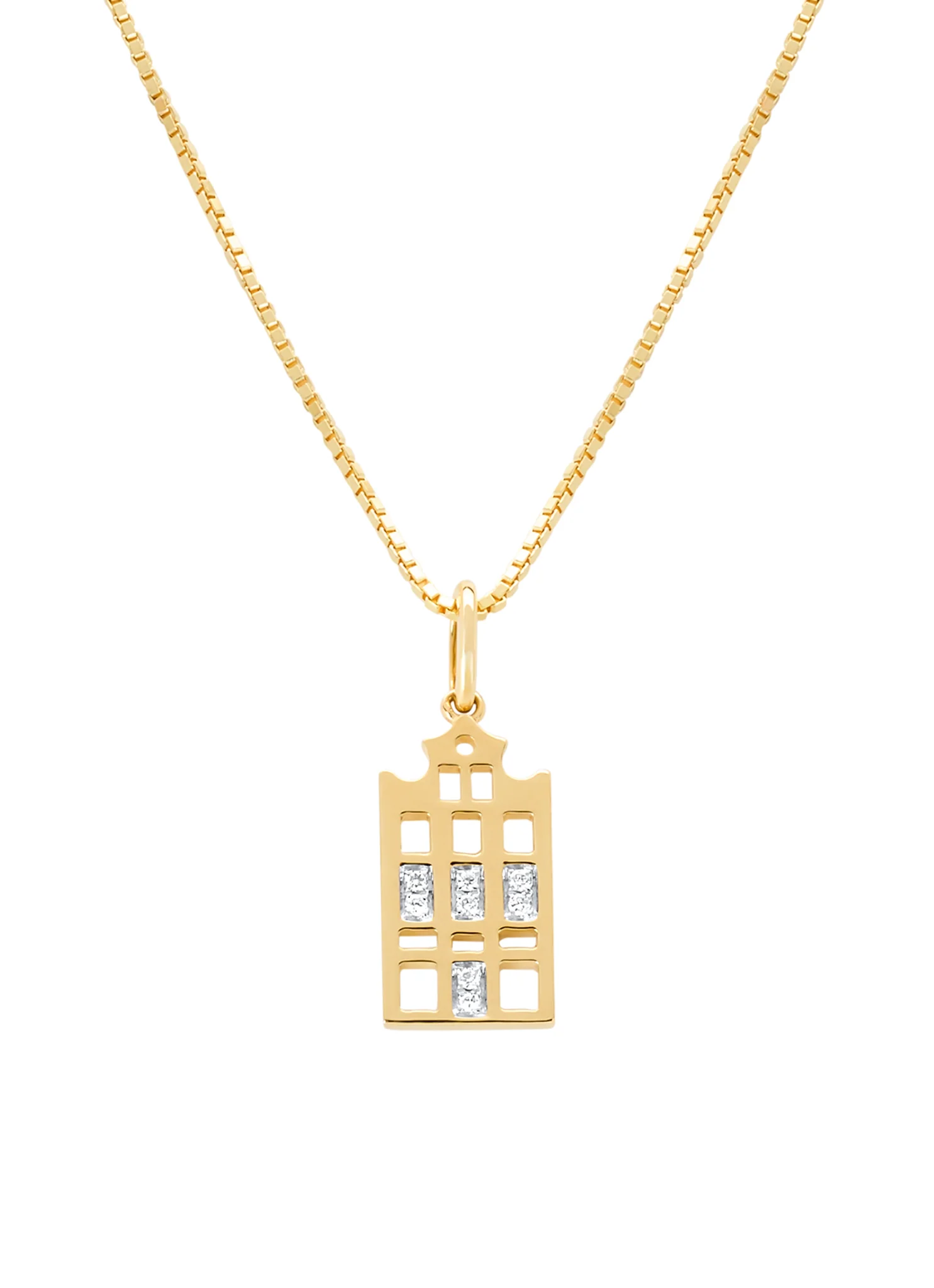 Geelgouden hanger, 0.03 ct diamant, Dutch icons