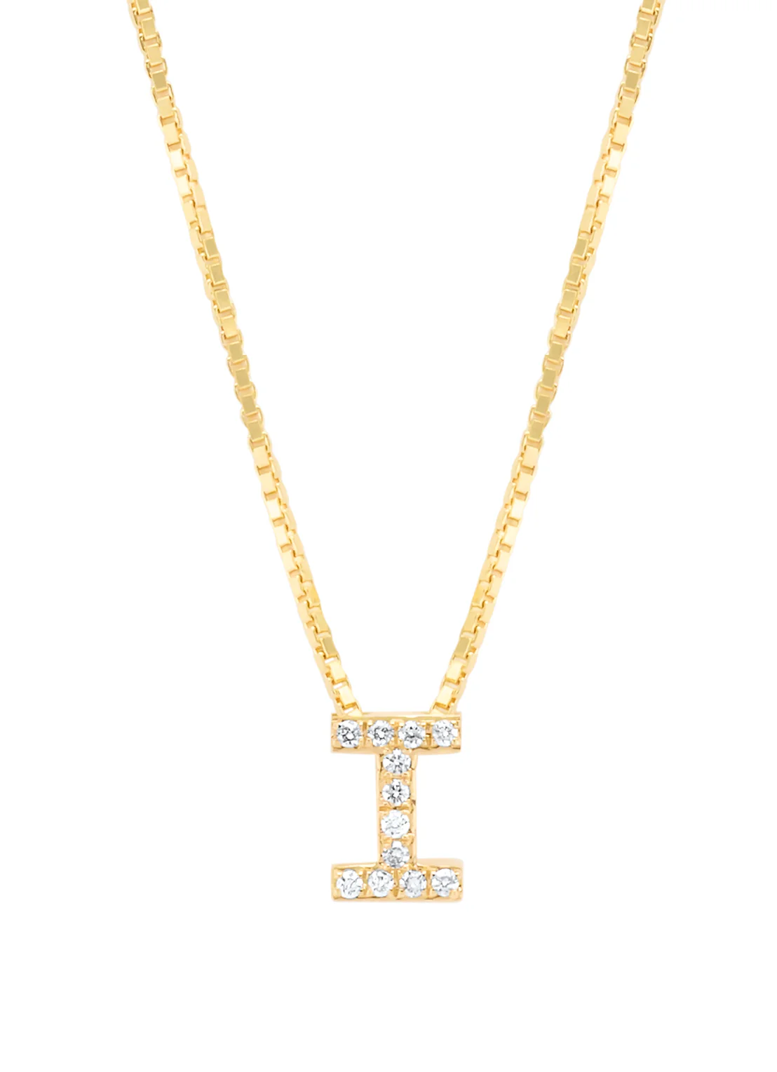 Geelgouden hanger I, 0.05 ct diamant, Alphabet