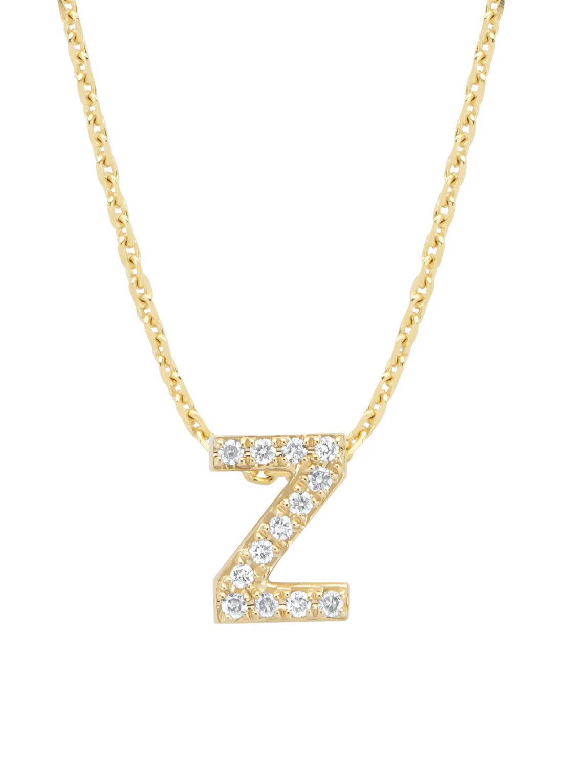 Geelgouden hanger Z, 0.05 ct diamant, Alphabet