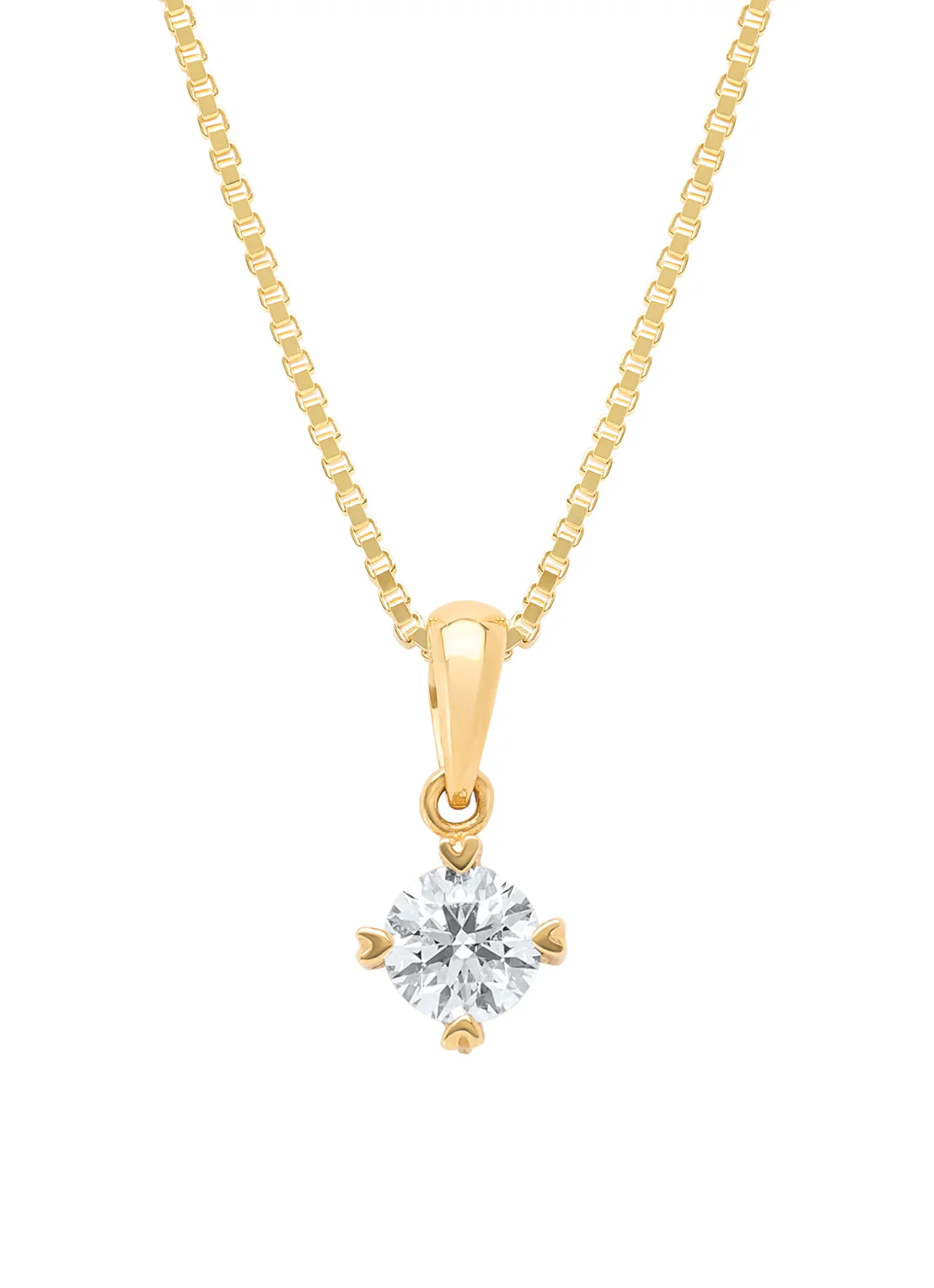 Geelgouden hanger, 0.40 ct diamant, Hearts & Arrows