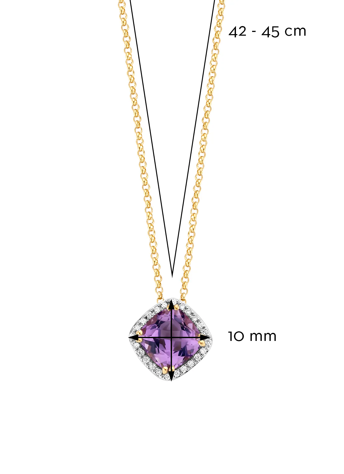 Geelgouden collier, 1.54 ct paarse amethist, Fiësta - Image 4