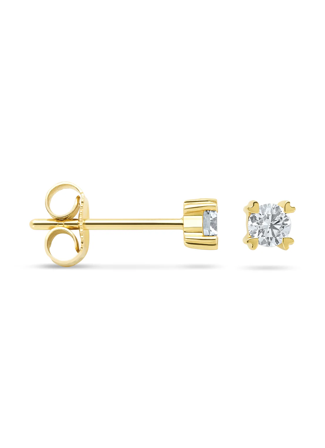 Geelgouden oorsieraden, 0.28 ct diamant, Hearts & Arrows