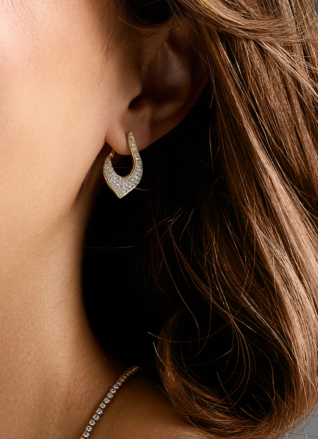 Geelgouden oorsieraden, 1.10 ct diamant, Caviar - Image 3