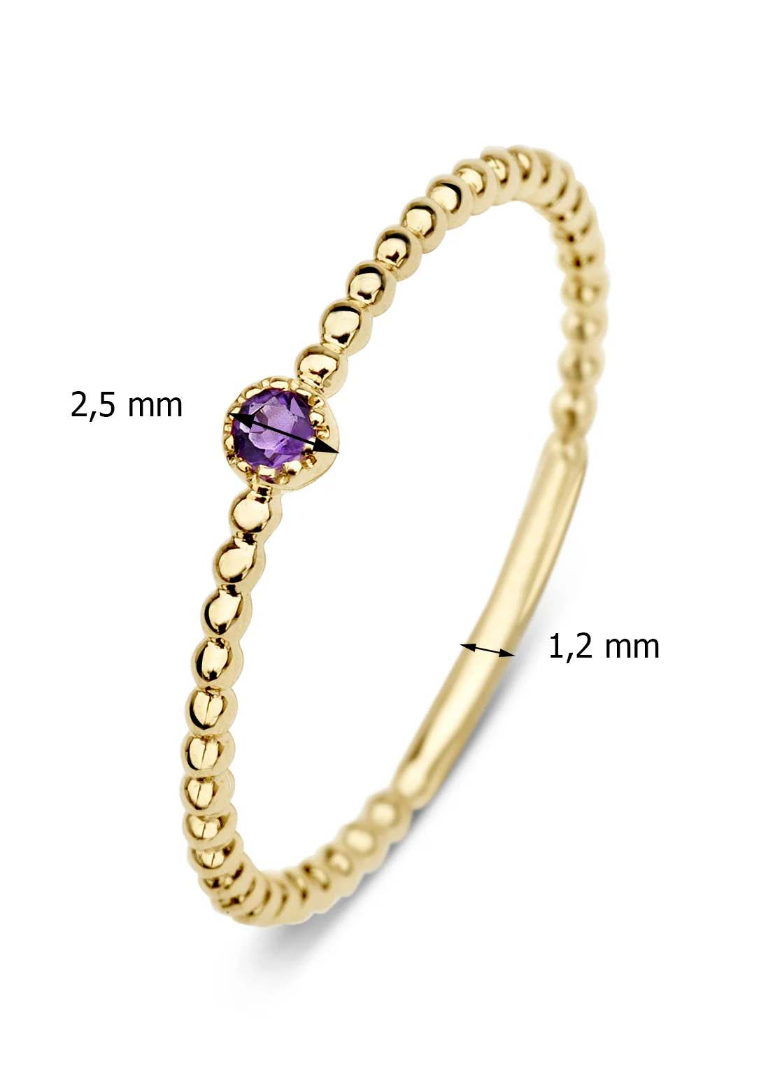 Geelgouden ring, 0.04 ct paarse amethist, Joy - Image 3