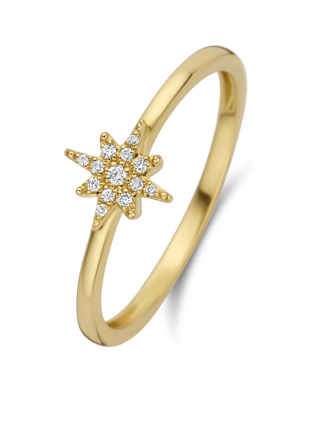 Geelgouden ring, 0.05 ct diamant, Cosmic