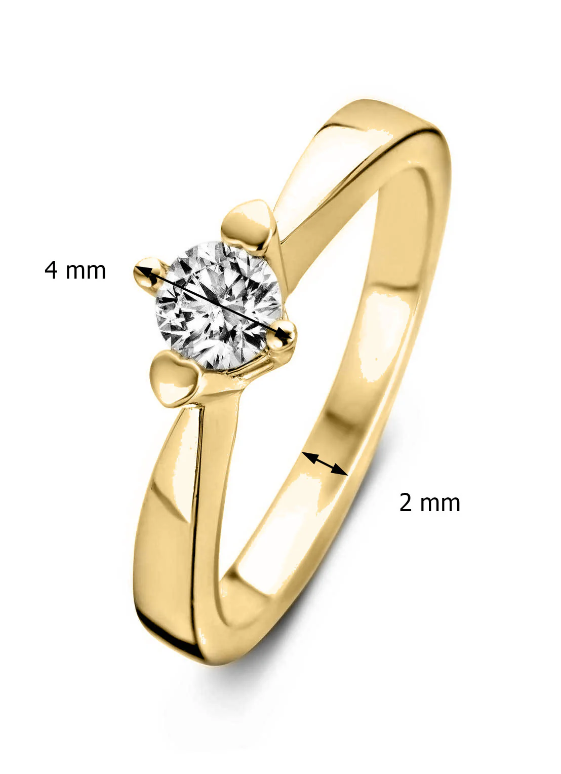 Geelgouden ring, 0.09 ct diamant, Hearts & Arrows - Image 3