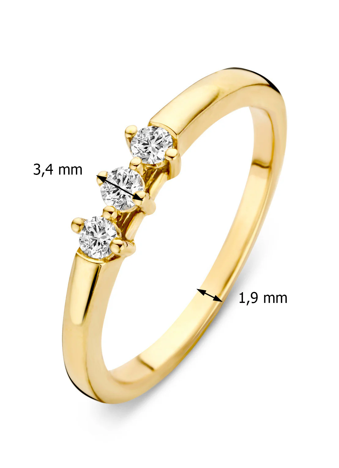 Geelgouden ring, 0.15 ct diamant, Hearts & Arrows - Image 3