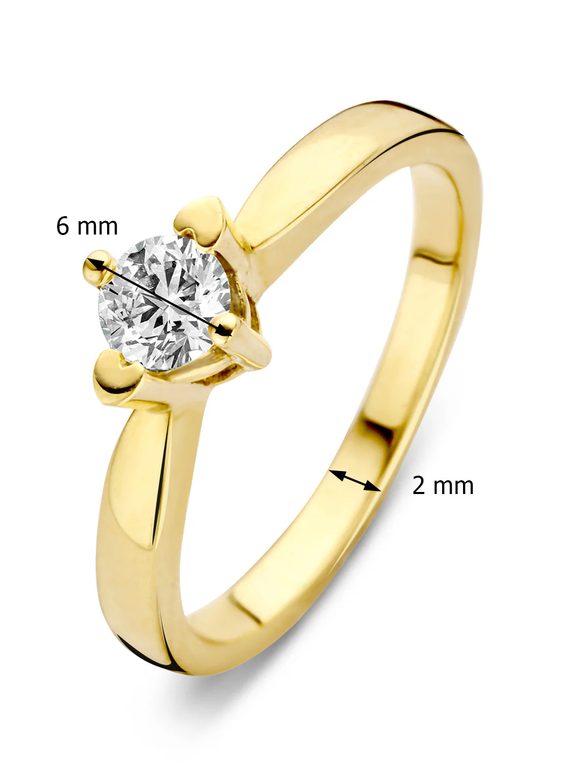 Geelgouden ring, 0.30 ct diamant, Hearts & Arrows - Image 2