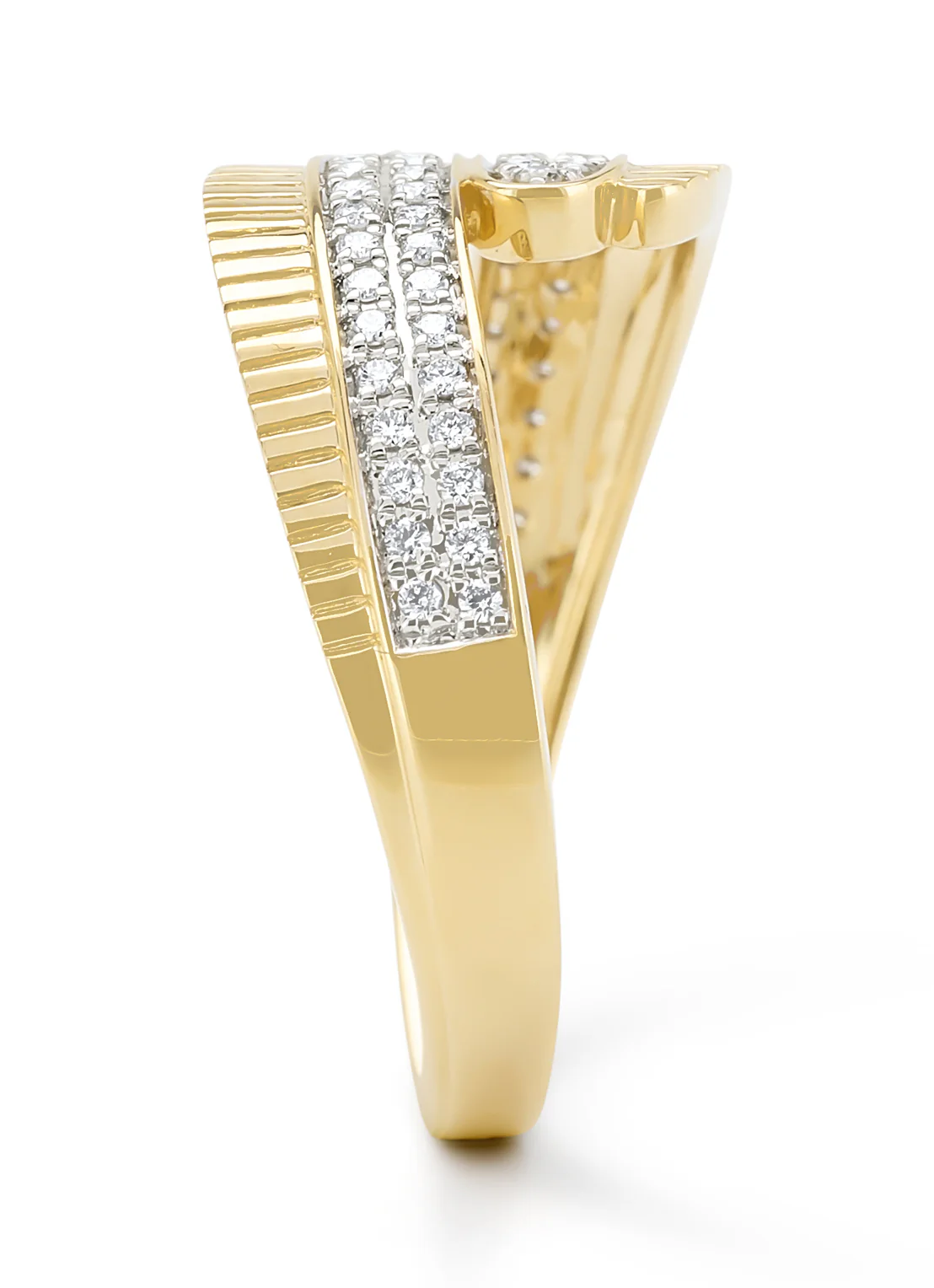 Geelgouden ring, 0.20 ct diamant, Caviar - Image 5