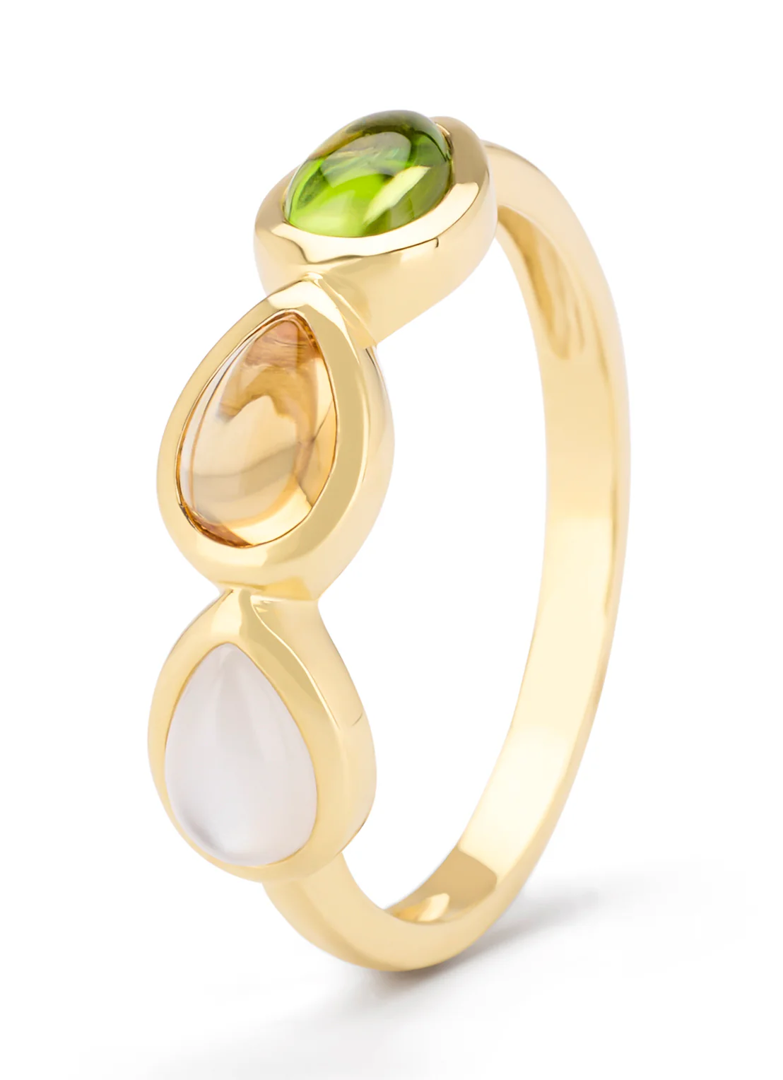 Geelgouden ring, 0.47 ct kwarts, Little Drops