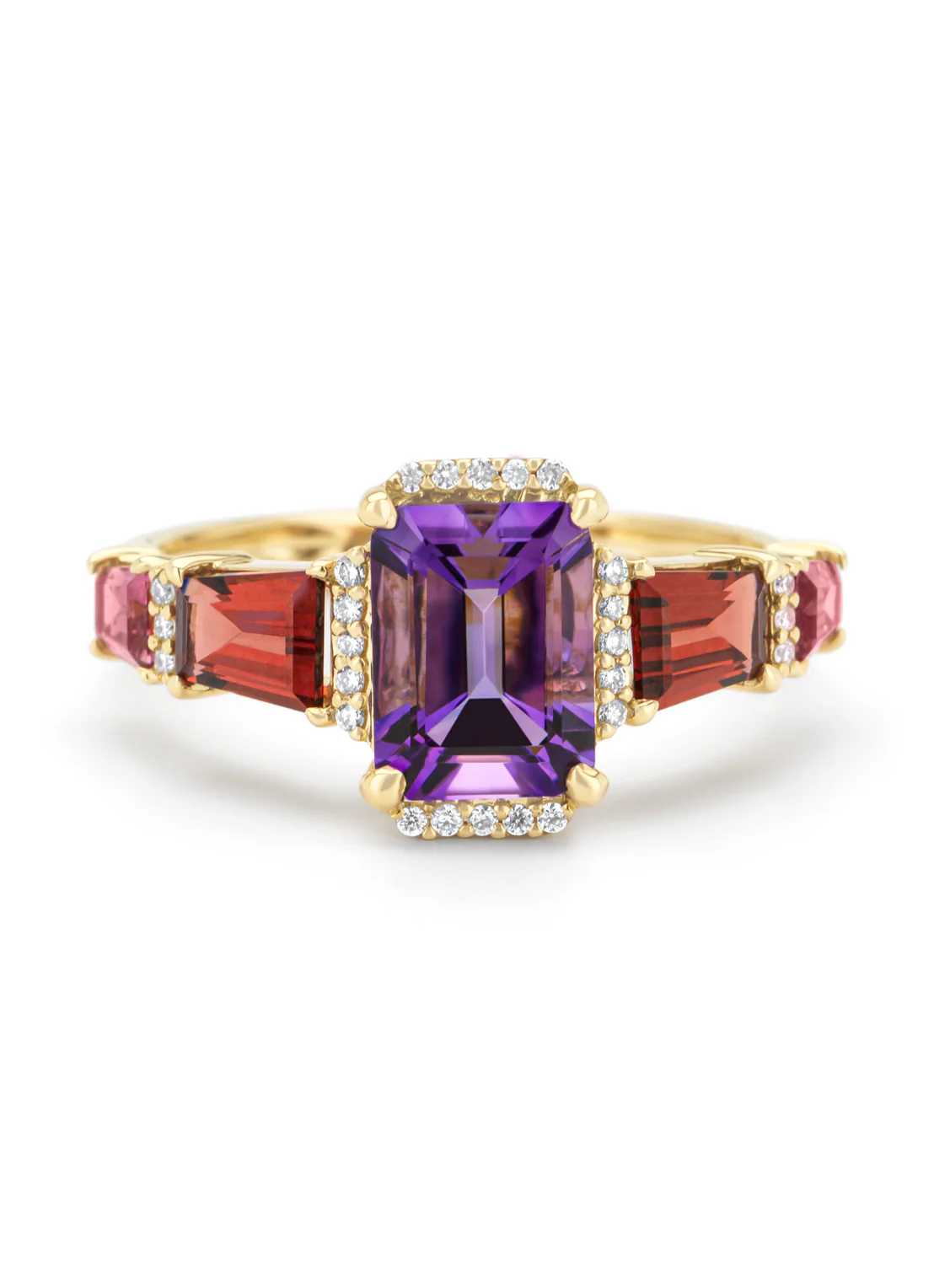 Geelgouden ring, 1.36 ct paarse amethist, Gallery - Image 4