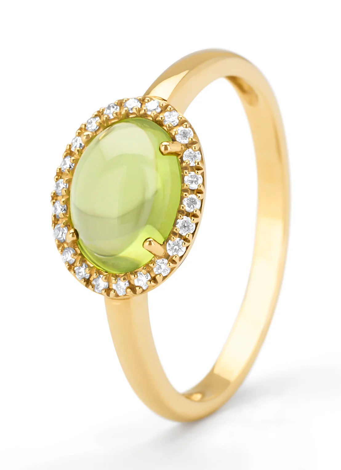 Geelgouden ring, 1.60 ct peridoot, Little Drops