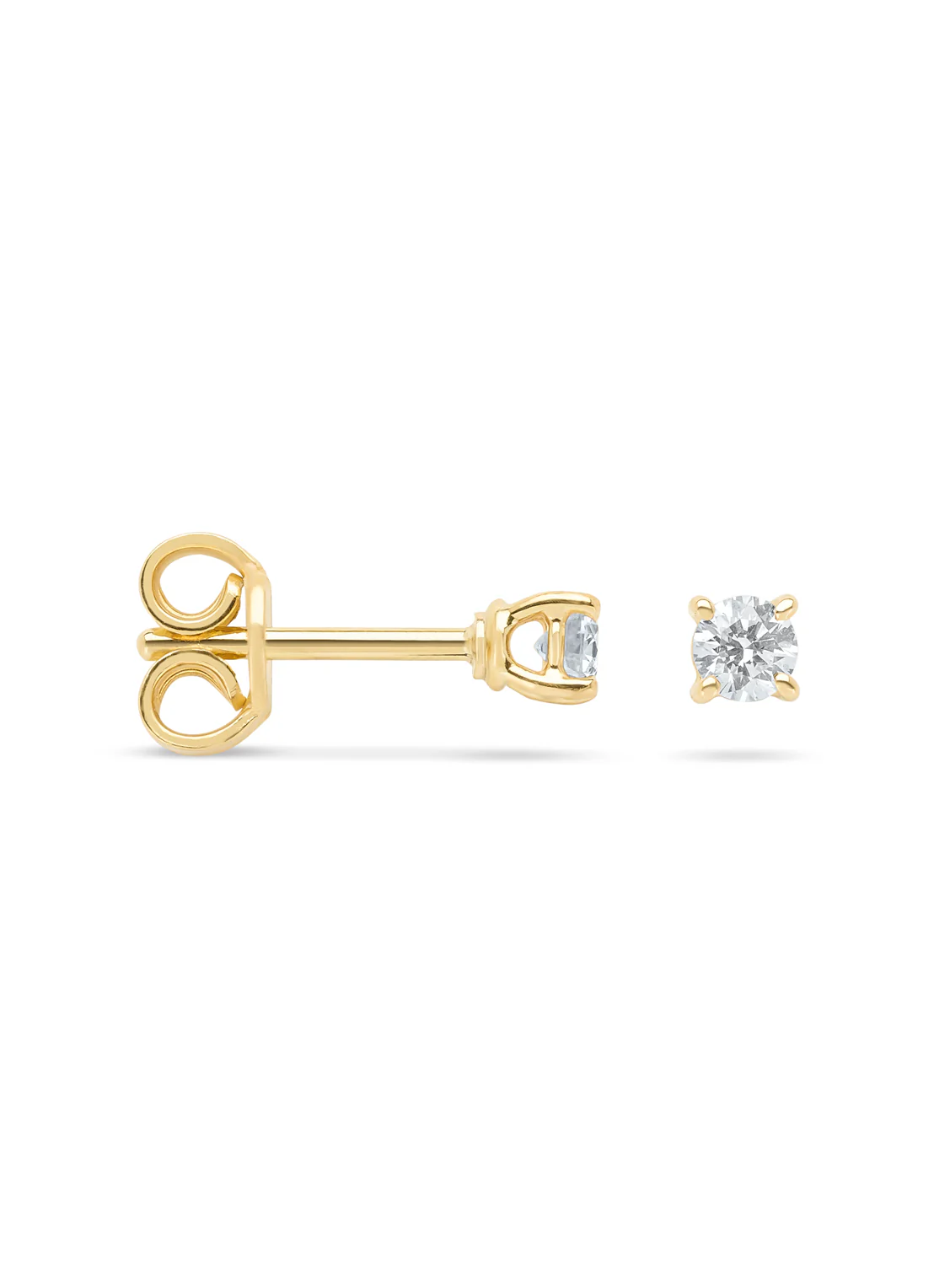 Geelgouden solitair oorstekers, 0.22 ct diamant, Groeibriljant