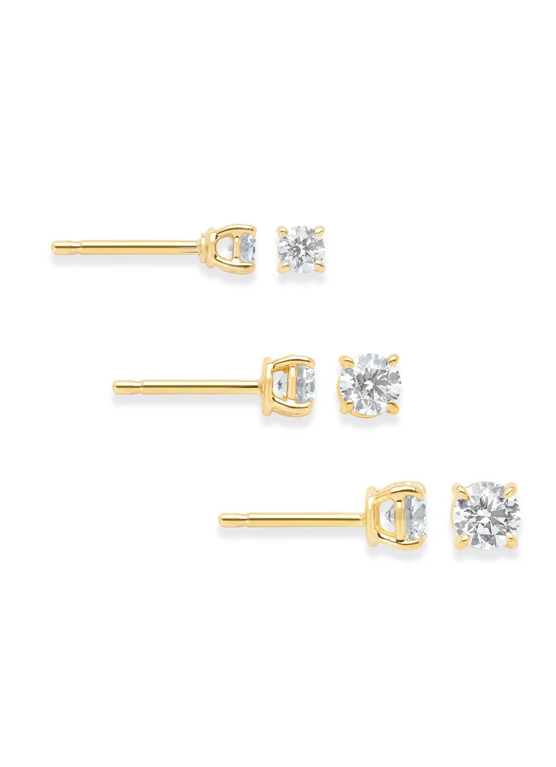 Geelgouden solitair oorstekers, 0.18 ct diamant, Groeibriljant - Image 3