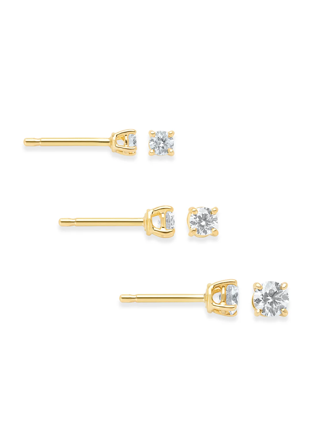 Geelgouden solitair oorstekers, 0.30 ct diamant, Groeibriljant - Image 4