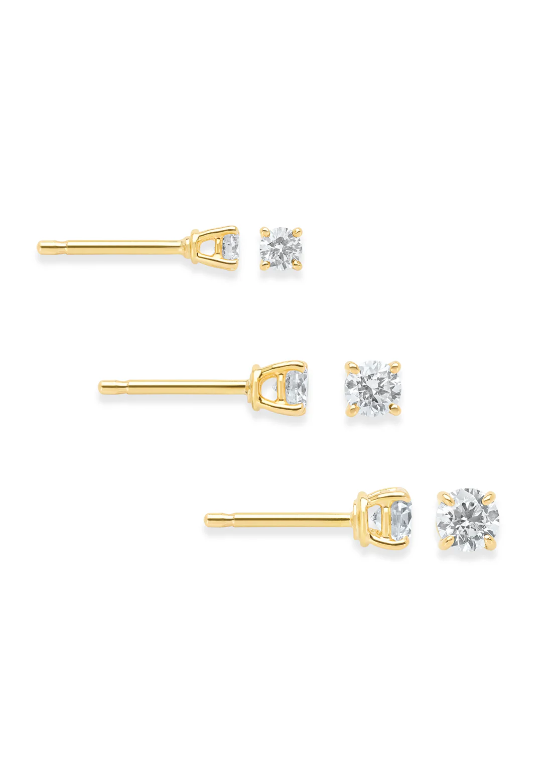 Geelgouden solitair oorstekers, 0.42 ct diamant, Groeibriljant - Image 2