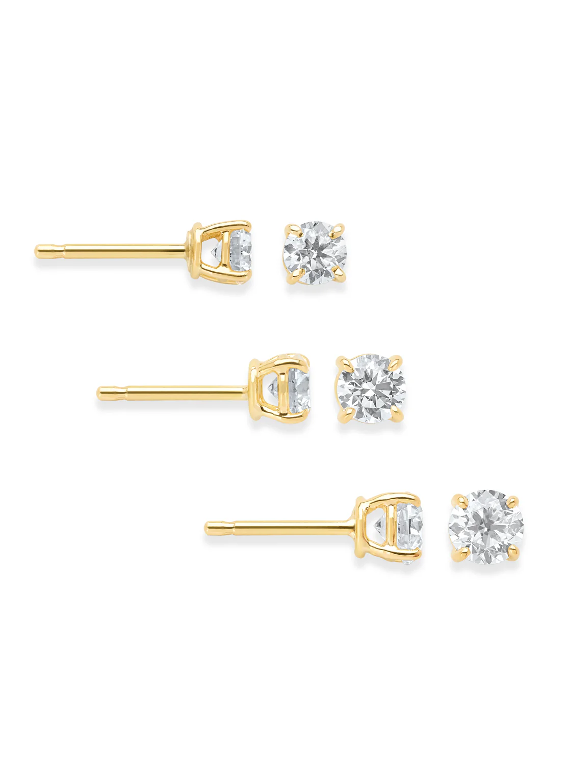 Geelgouden solitair oorstekers, 0.56 ct diamant, Groeibriljant - Image 2