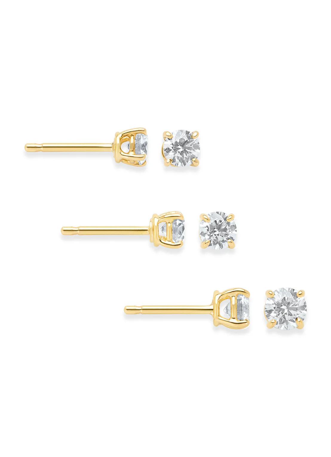 Geelgouden solitair oorstekers, 0.66 ct diamant, Groeibriljant - Image 3