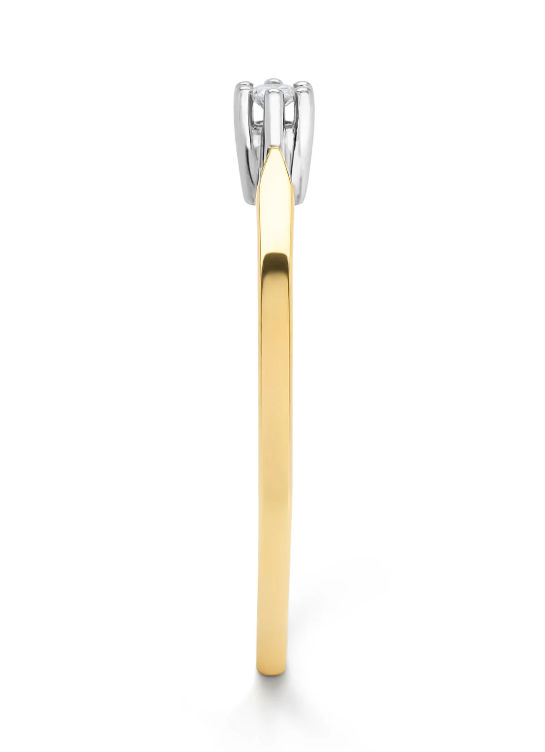 Geelgouden solitairring, 0.04 ct diamant, Groeibriljant - Image 5
